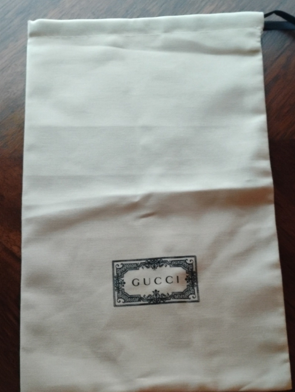 9×14 Gucci Drawstring Dust Bag with Black Logo